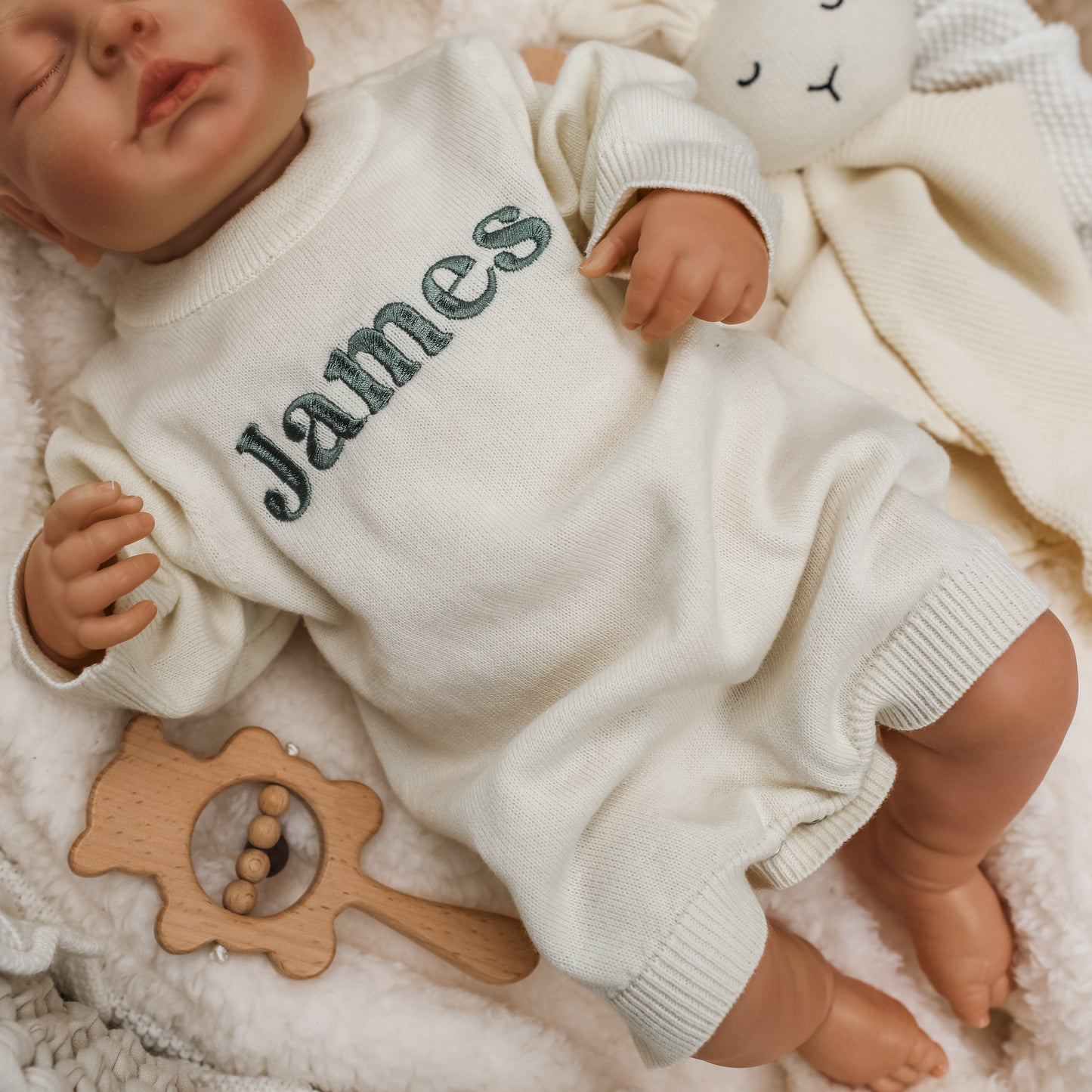 Embroidered Knit Romper