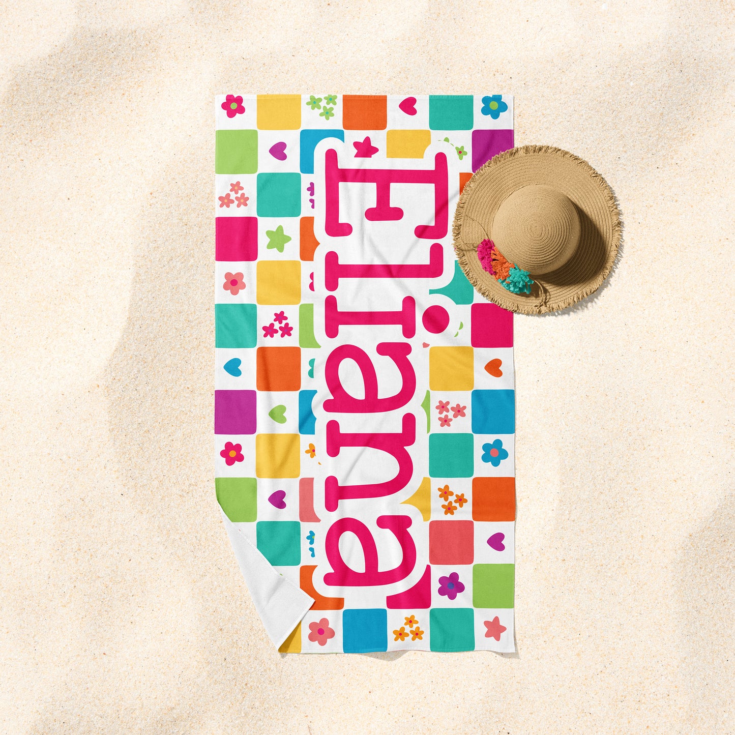 Cutesy Checkered Beach Towel