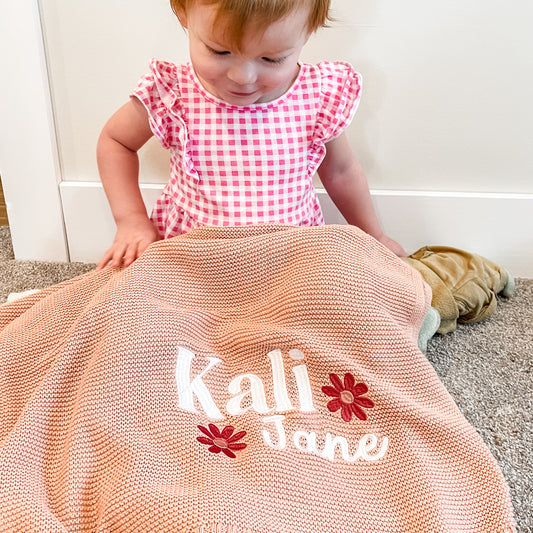 Dusty Pink Kali Jane Custom Name Blanket