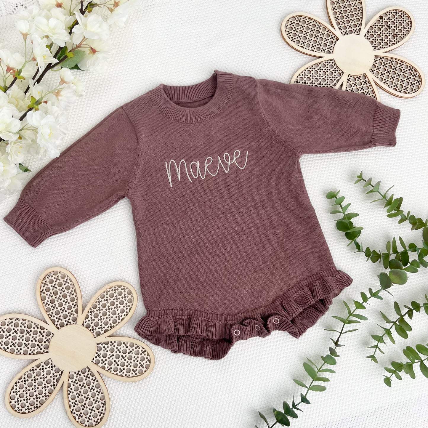 Embroidered Knit Romper