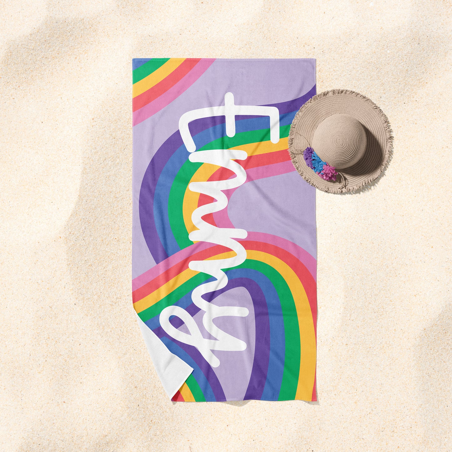 Pastel Rainbow Beach Towel
