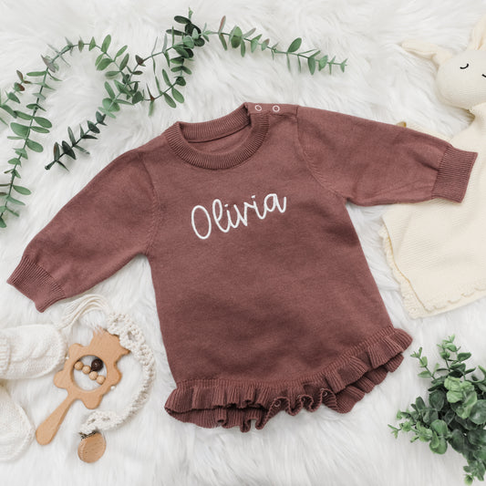 Embroidered Knit Romper