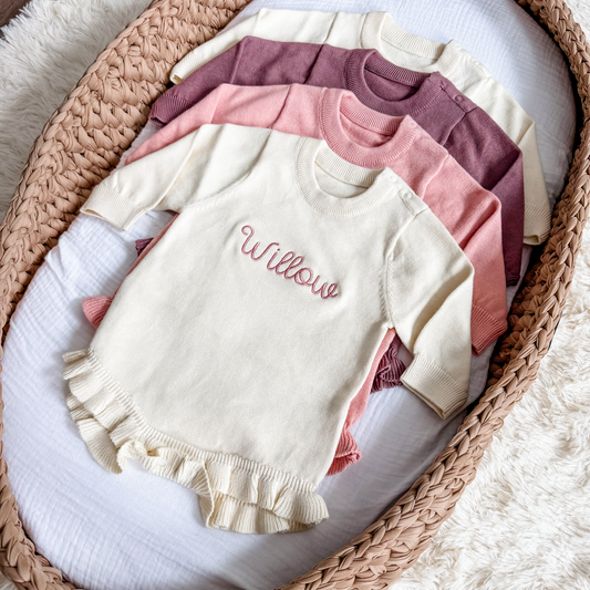 Embroidered Knit Romper