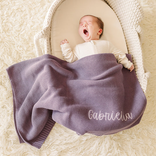 Gabriella Embroidered Knitted Blanket