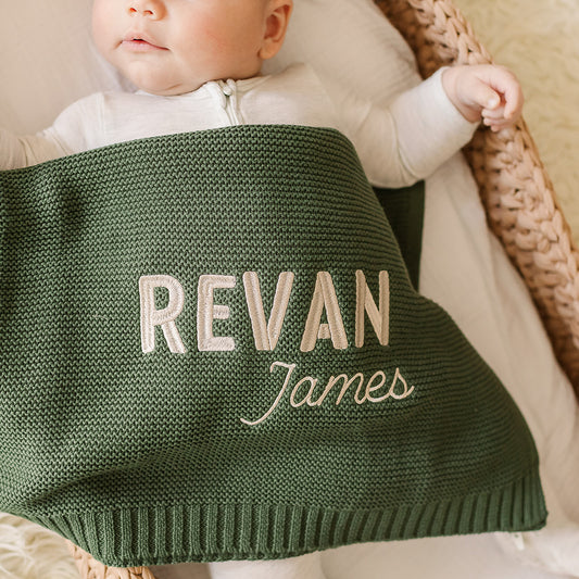 Revan Embroidered Knitted Blanket