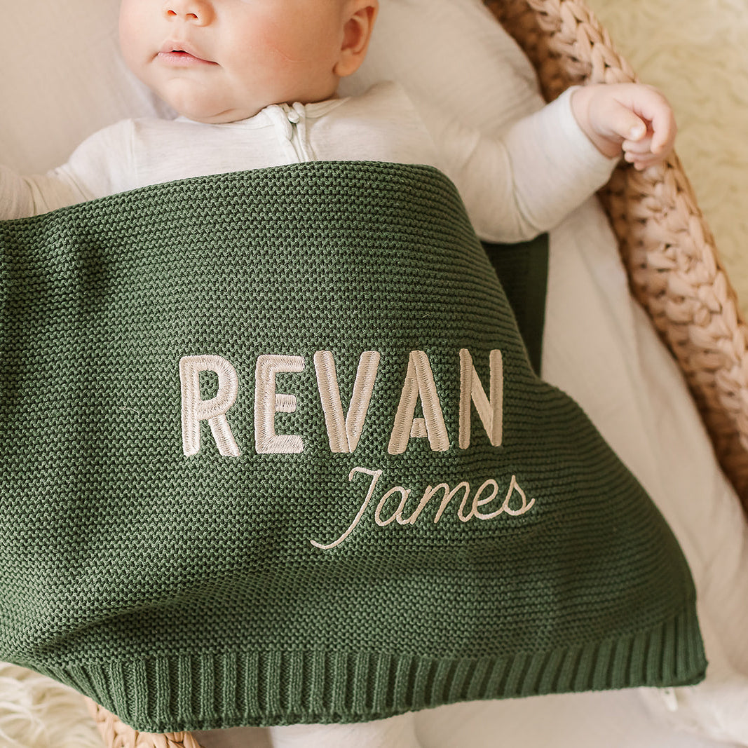 Revan Embroidered Knitted Blanket