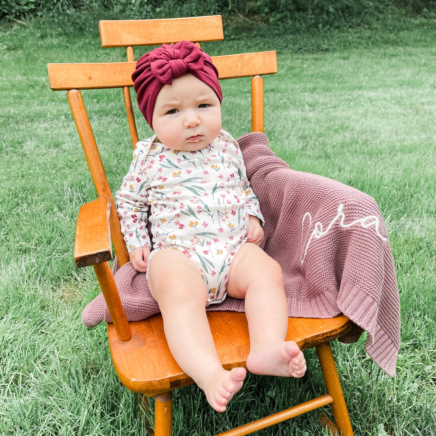 Cora Embroidered Knitted Blanket