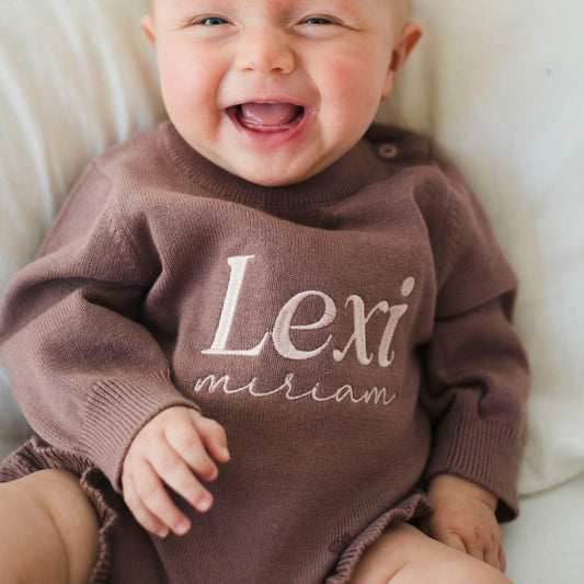 Embroidered Knit Romper- Two Names