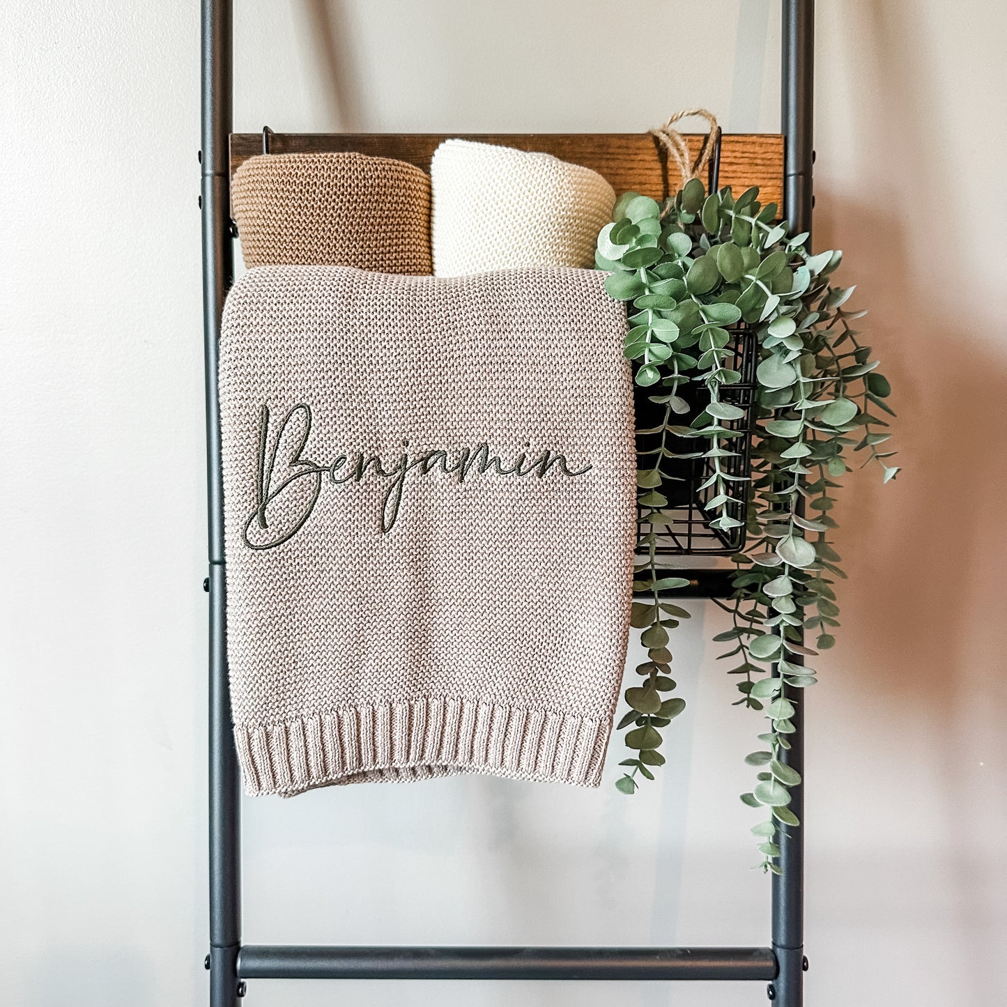 Benjamin Baby Name Knit Blanket