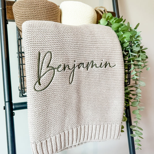 Benjamin Baby Name Knit Blanket