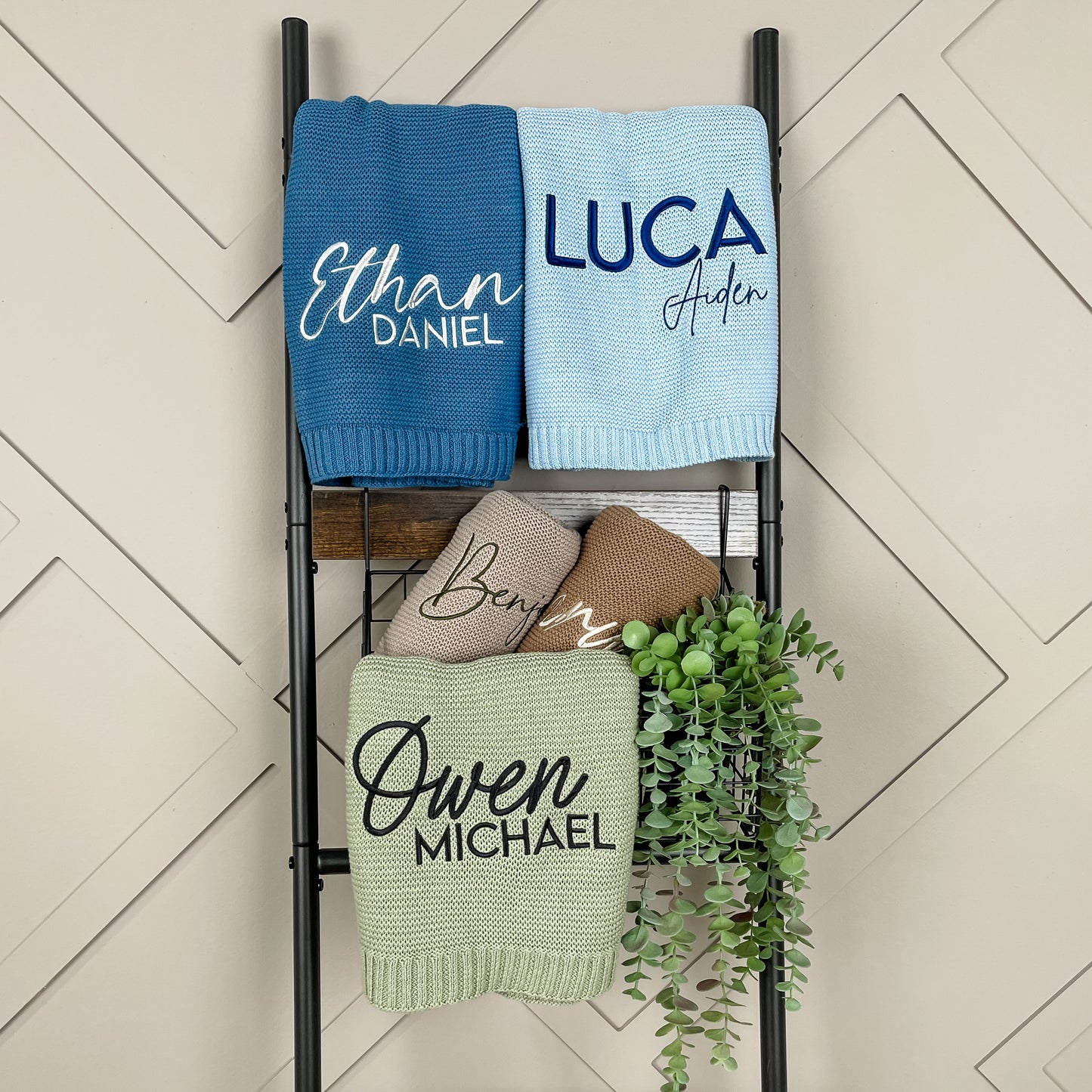 Owen Michael Baby Name Knit Blanket