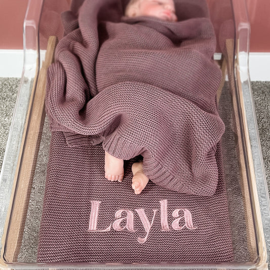 Layla Baby Name Knit Blanket