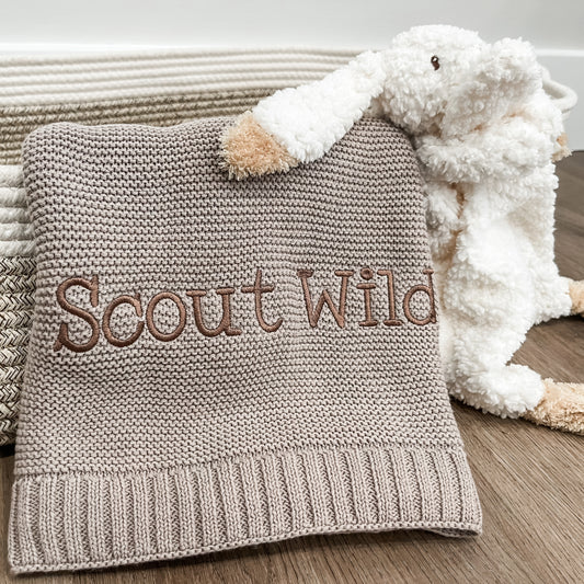 Scout Embroidered Knitted Blanket