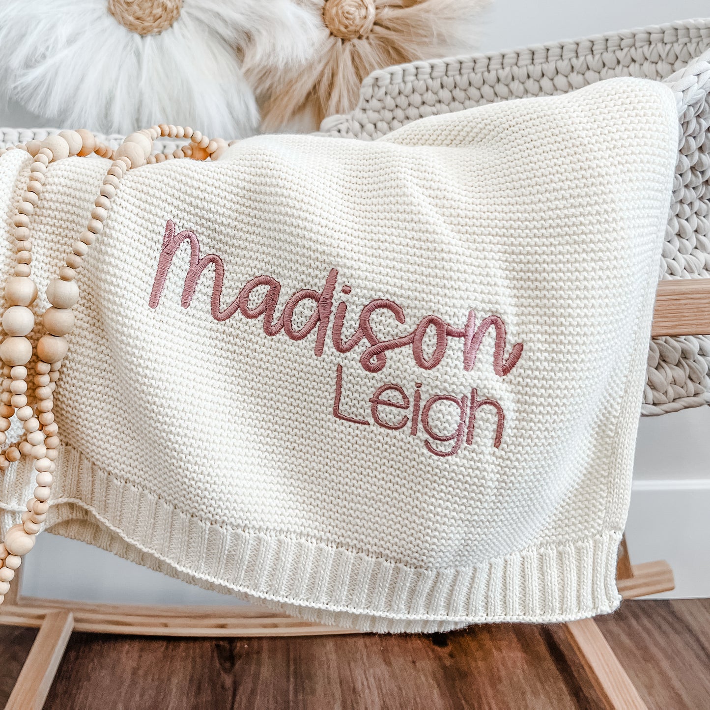 Madison Embroidered Knitted Blanket