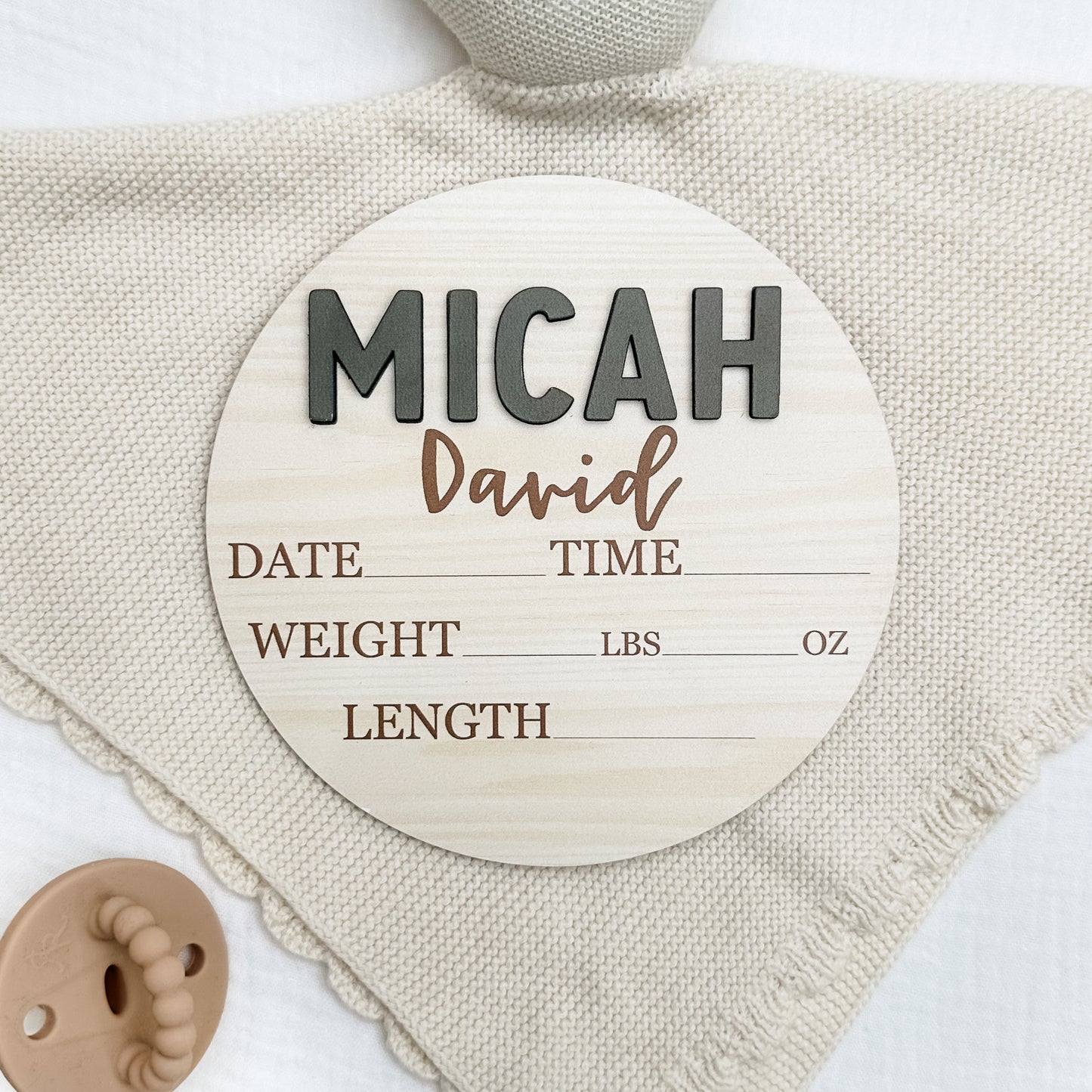 Micah David - 3D Personalized Birth Stat and Name Announcement