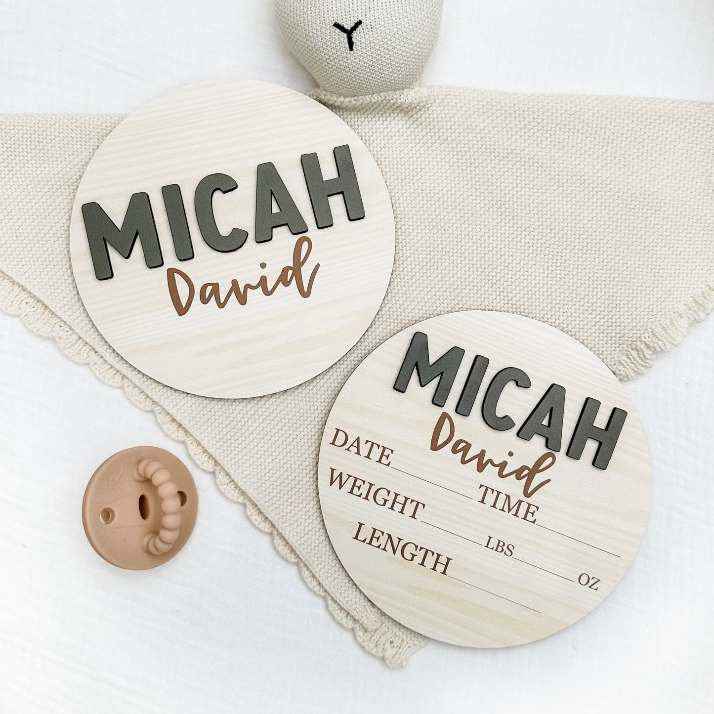 Micah David - 3D Personalized Birth Stat and Name Announcement