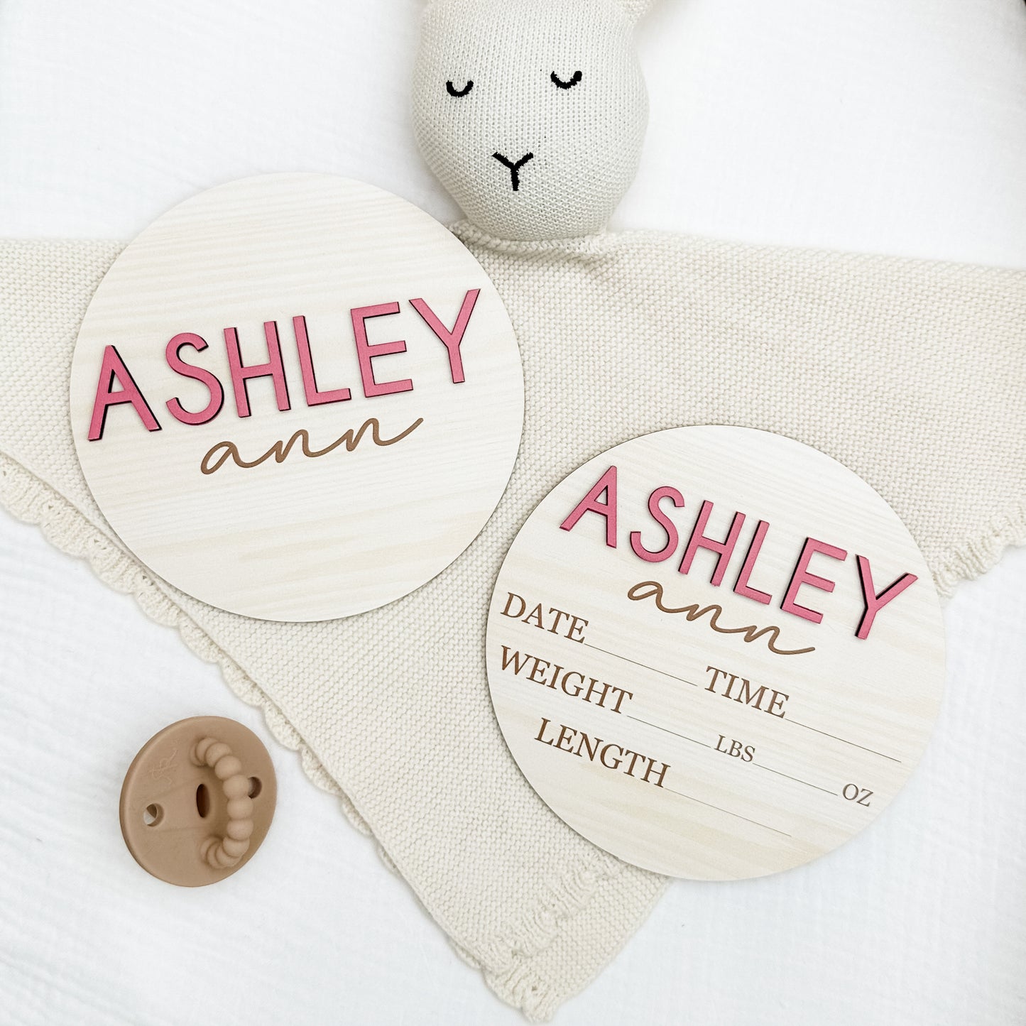 Ashley Ann - 3D Personalized Birth Stat and Name Announcement