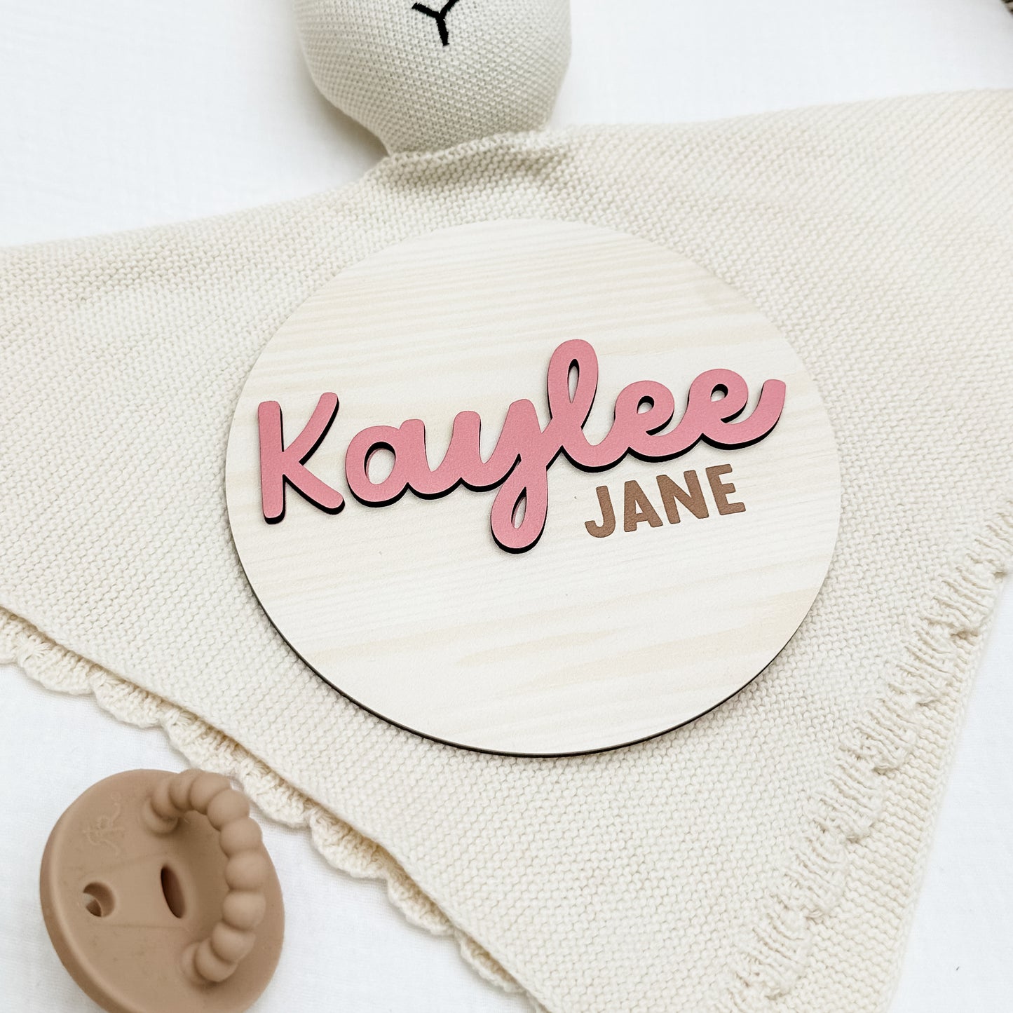 Kaylee Jane - 3D Personalized Birth Stat and Name Announcement