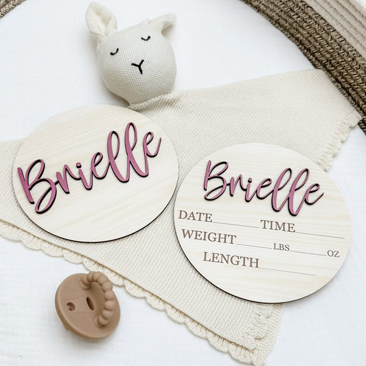 Brielle - 3D Personalized Birth Stat and Name Announcement