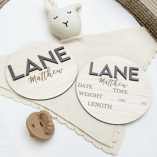 Lane Matthew - 3D Personalized Birth Stat and Name Announcement