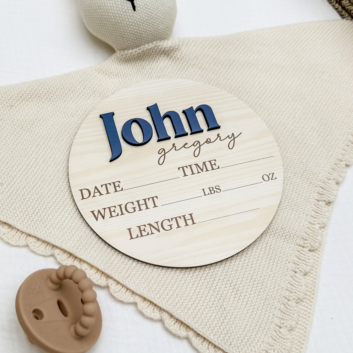 John Gregory - 3D Personalized Birth Stat and Name Announcement