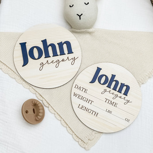 John Gregory - 3D Personalized Birth Stat and Name Announcement