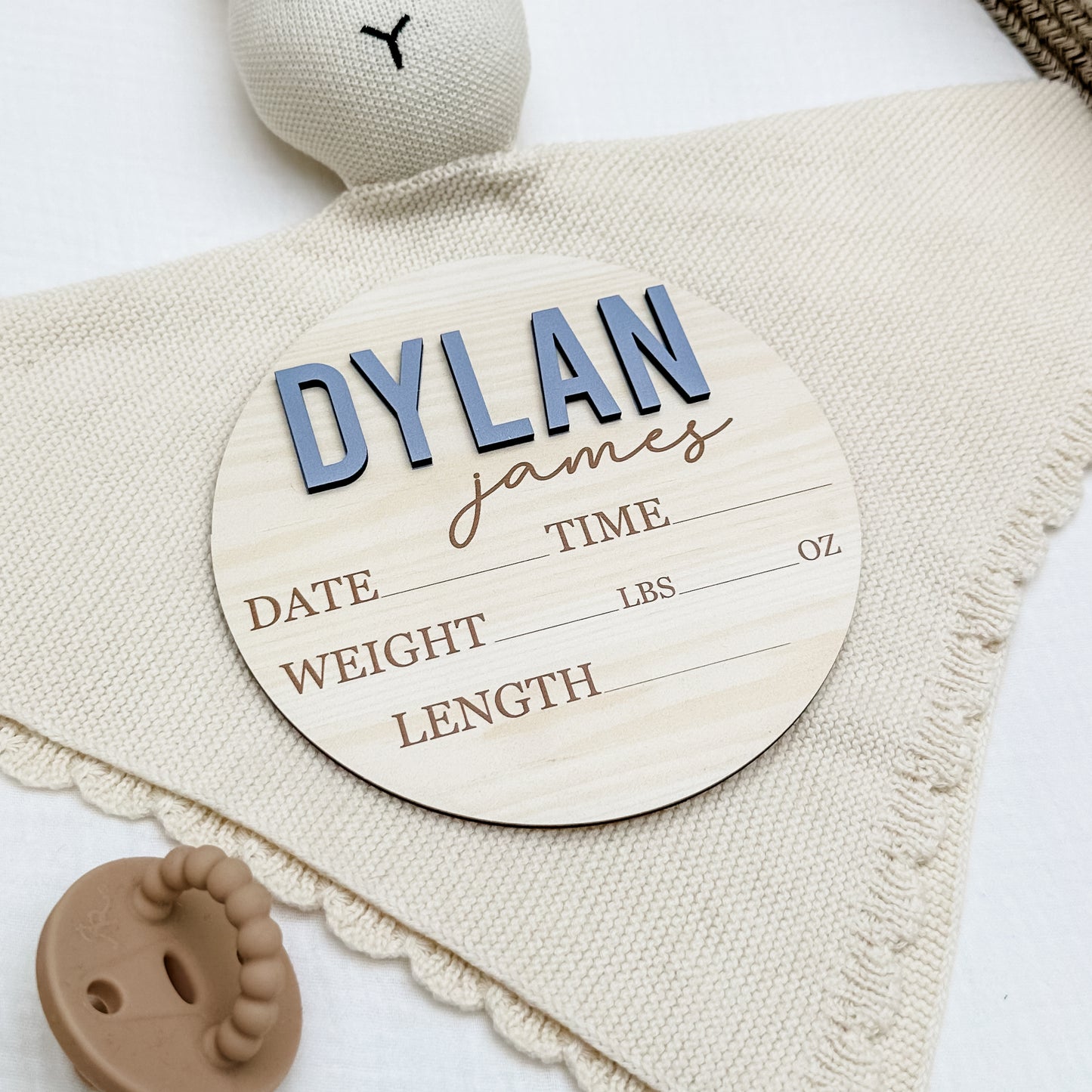 Dylan James - 3D Personalized Birth Stat and Name Announcement