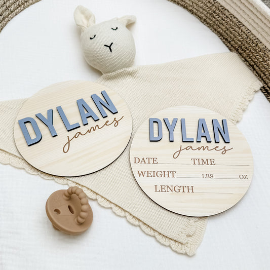 Dylan James - 3D Personalized Birth Stat and Name Announcement