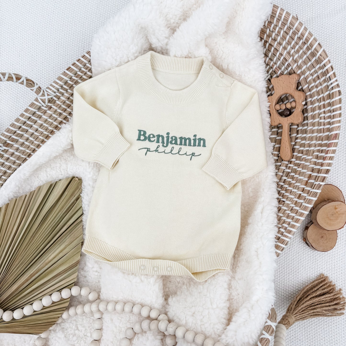 Embroidered Knit Romper- Two Names