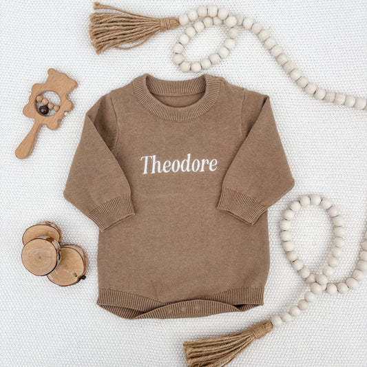 Embroidered Knit Romper