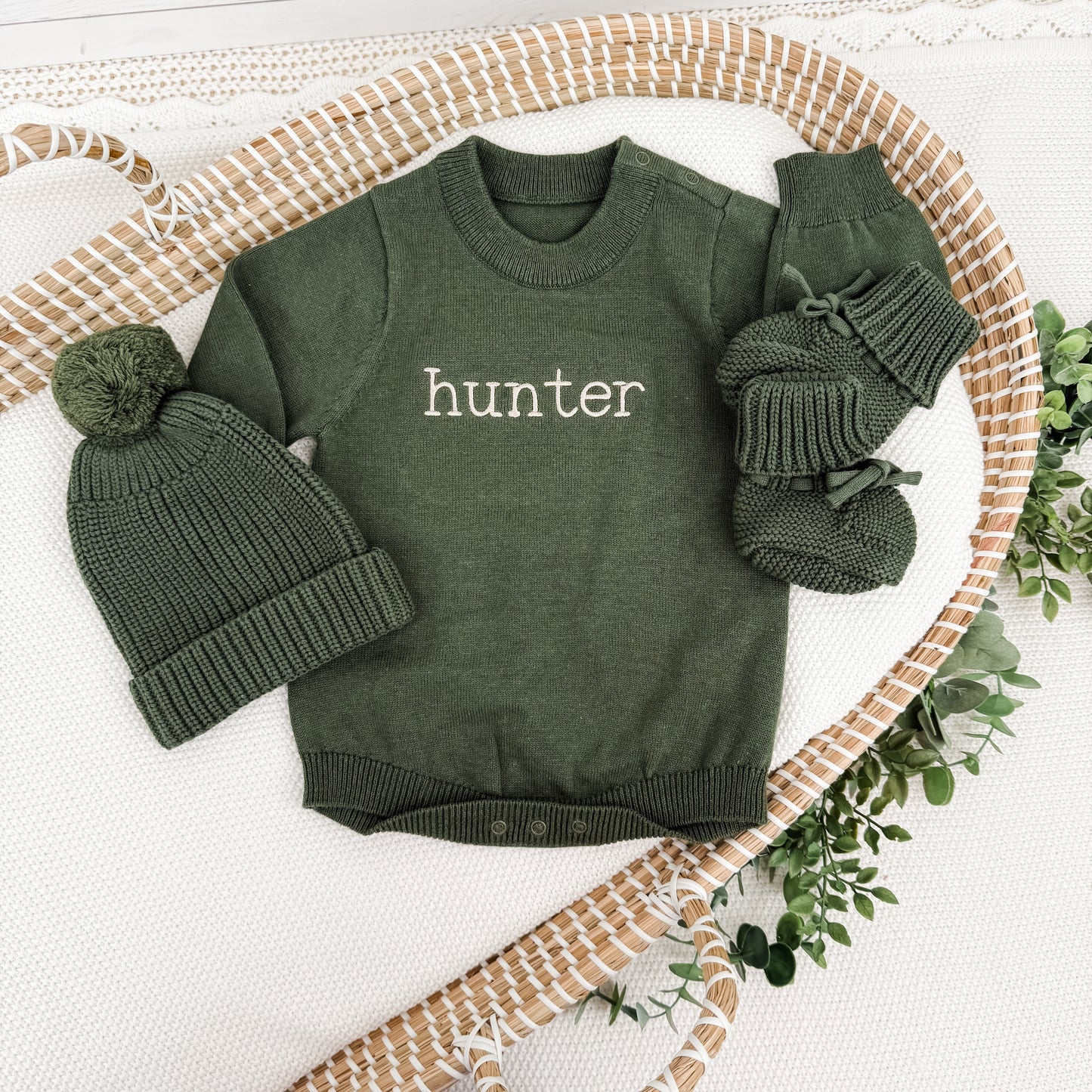 Knitted Baby Bundle - Pine