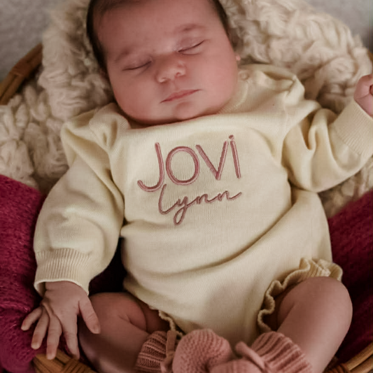 Embroidered Knit Romper- Two Names