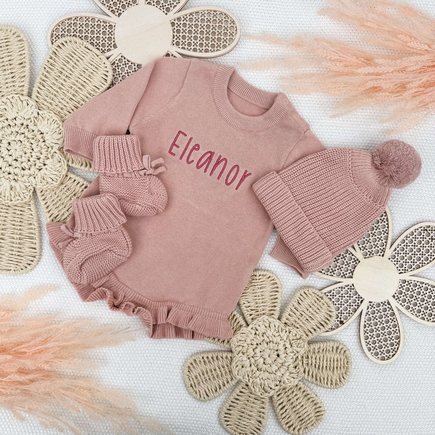 Knitted Baby Bundle - Dusty Pink