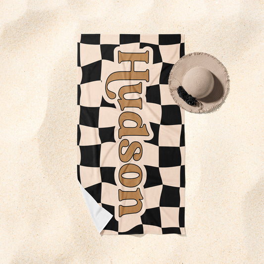 Retro Checkered Beach Towel