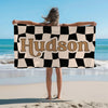 Retro Checkered Beach Towel